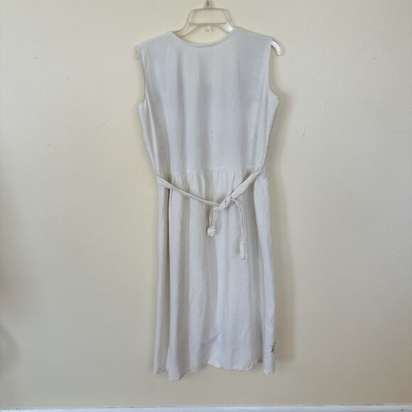 Handmade Womens Embroidered Midi Dress Purple Floral Large Cotton Sleeveless - Picture 10 of 10